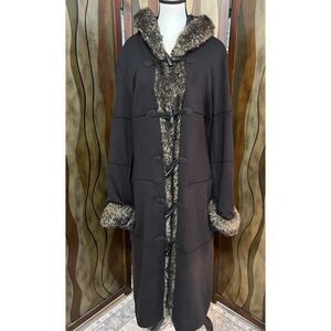 Montana Co. full length penny lane coat with faux fur trim. Size XL.